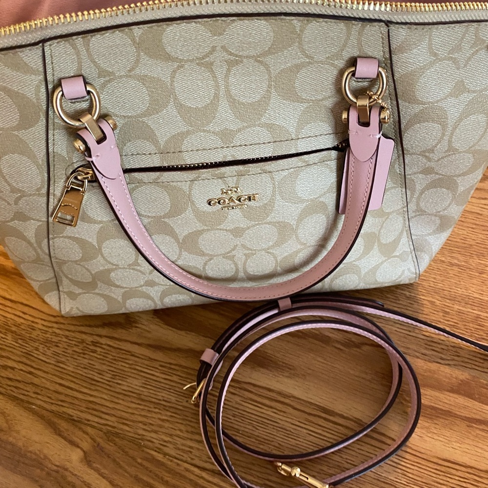 PRAIRIE SATCHEL IN SIGNATURE CANVAS (COACH F79998) SV/KHAKI LT PINK - Picture 3 of 7